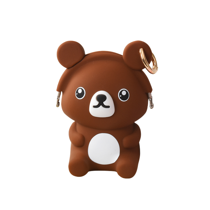 小熊拉鏈掛扣硅膠包，滴膠工藝硅膠錢包