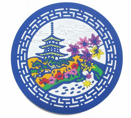 圓形硅膠展廳墊，景物圖案硅膠創(chuàng)意墊子-硅膠墊